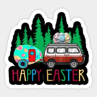 Happy Easter Day Shirt Camping Bunny eggs for men women kids Sticker